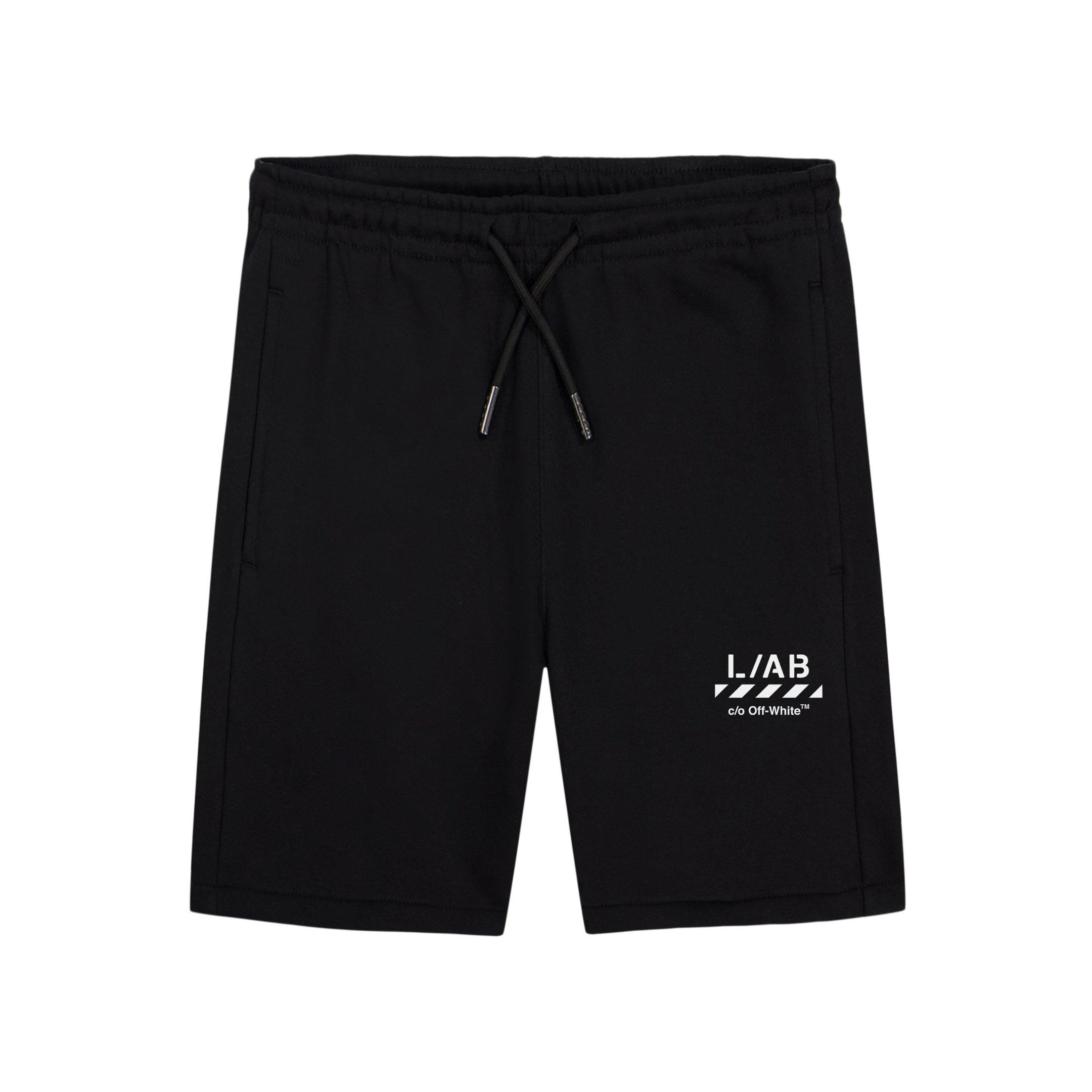 L/AB c/o Off-White Big Boys' Logo Basic Shorts - Black - BLACK